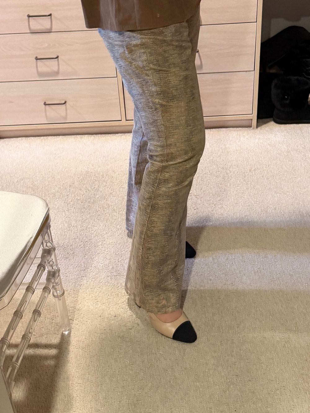Express Taupe-Brown Boot Cut Textured Pants